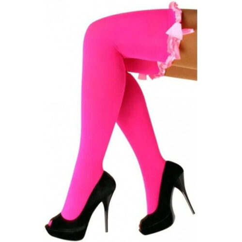Kniekousen / Britney kousen + strik Neon pink
