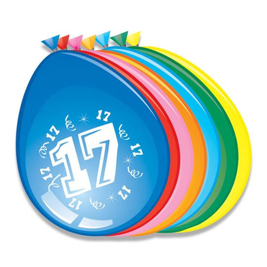 Ballonnen 17 Jaar Per 8 Multicolor Departyshop Ballonnen 17 Jaar
